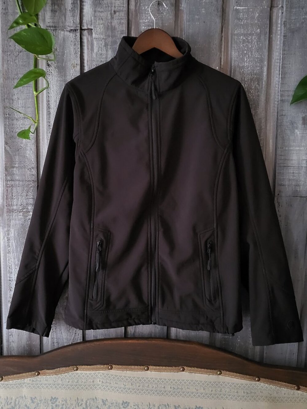 LIQUID Black Softshell Zip Up Jacket Fleece Lined Coat XL